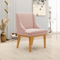 Cadeira Sala De Jantar Base Madeira Castanho Kit 4 Liz Bouclê Rosê D03 - D'rossi - 2