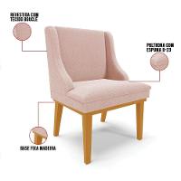 Cadeira Sala De Jantar Base Madeira Castanho Kit 4 Liz Bouclê Rosê D03 - D'rossi - 3