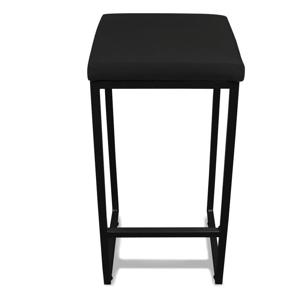 Banqueta Alta Para Cozinha Industrial Kit 2 Nick Preto E Sintético Preto D03 - D'rossi - 5