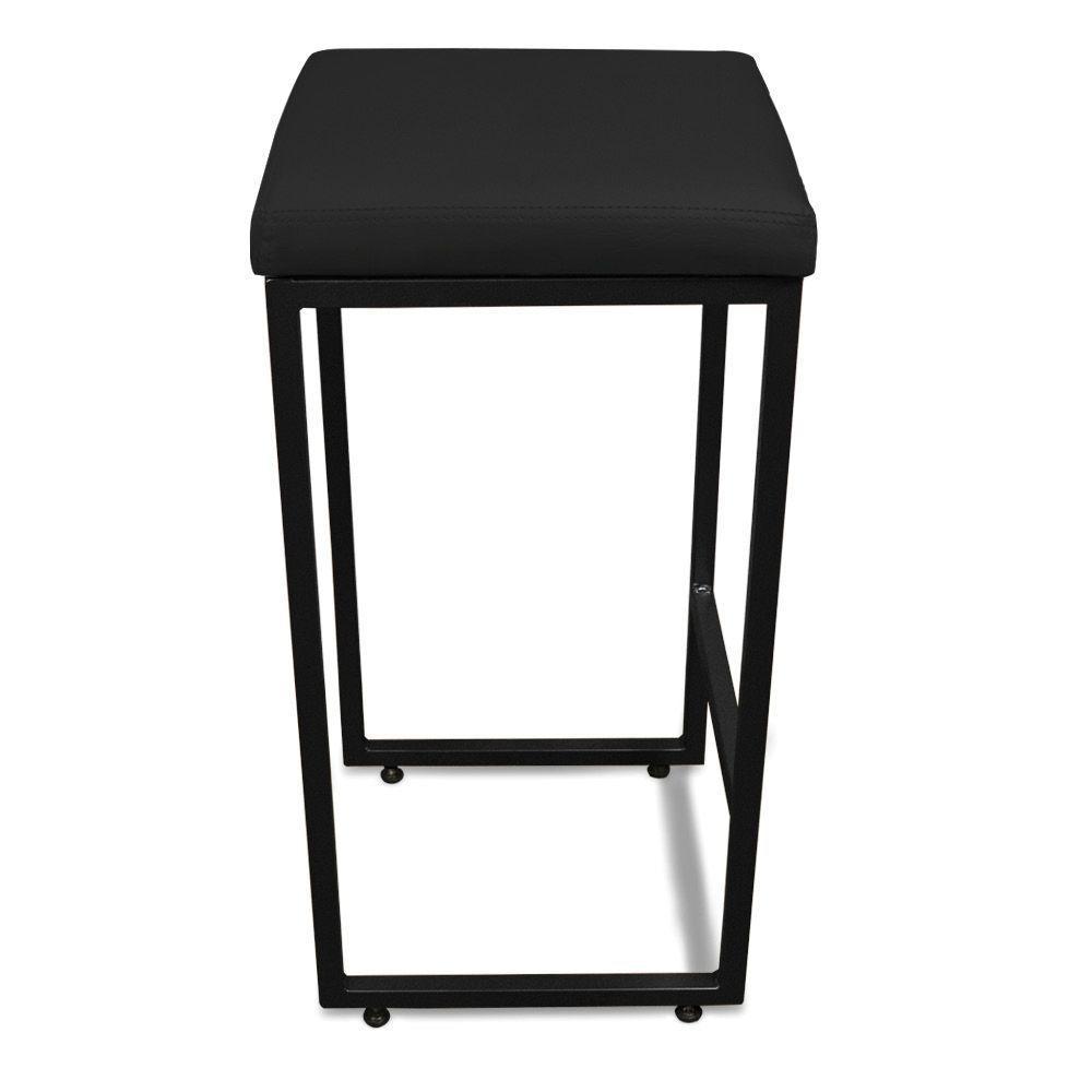 Banqueta Alta Para Cozinha Industrial Kit 2 Nick Preto E Sintético Preto D03 - D'rossi - 7