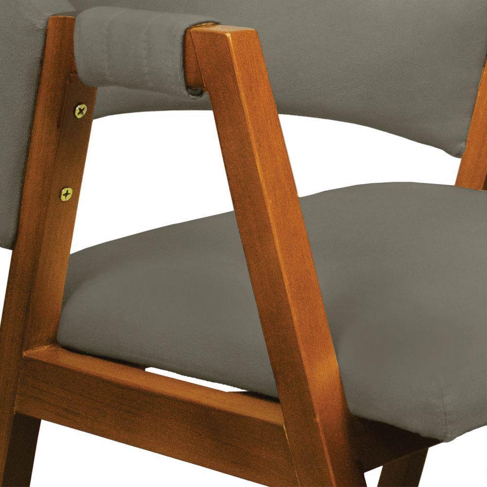 Cadeira Sala De Jantar Em Madeira Yara Suede Grafite D03 - D'rossi - 5