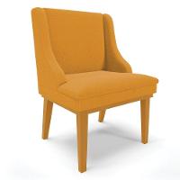 Cadeira Sala De Jantar Base Madeira Castanho Kit 2 Liz Bouclê Mostarda D03 - D'rossi - 5