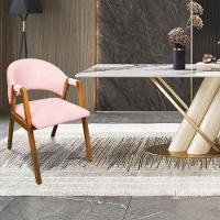 Cadeira Sala De Jantar Em Madeira Kit 2 Yara Suede Rosa Bebê D03 - D'rossi - 2