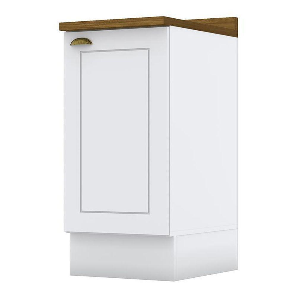Balcão 1 Porta 40cm Americana Branco Com Tampo Nature - Móveis Henn Branco-nature - 1