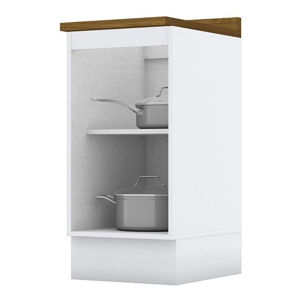 Balcão 1 Porta 40cm Americana Branco Com Tampo Nature - Móveis Henn Branco-nature - 2