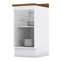 Balcão 1 Porta 40cm Americana Branco Com Tampo Nature - Móveis Henn Branco-nature - 2
