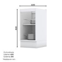 Balcão 1 Porta 40cm Americana Branco Com Tampo Nature - Móveis Henn Branco-nature - 3