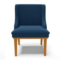 Cadeira Sala De Jantar Base Madeira Castanho Kit 6 Liz Bouclê Azul D03 - D'rossi - 6