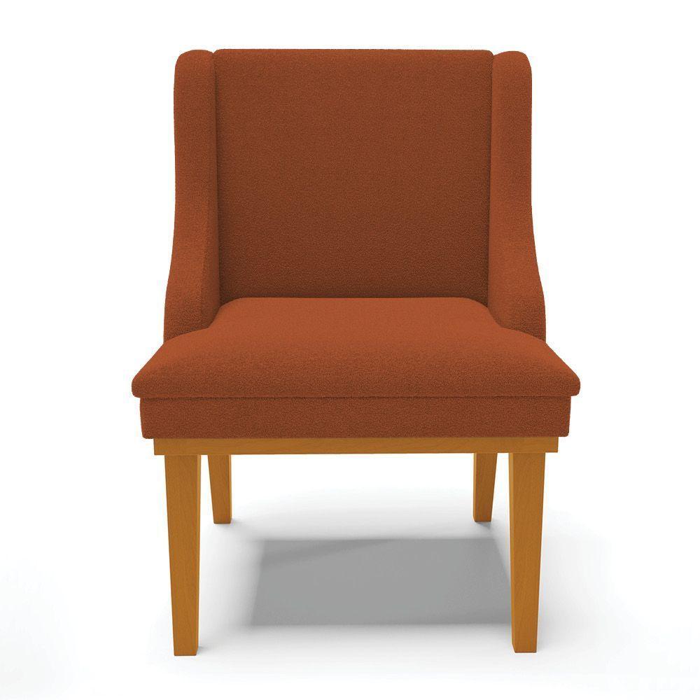 Cadeira Sala De Jantar Base Madeira Castanho Kit 2 Liz Bouclê Terra D03 - D'rossi - 6