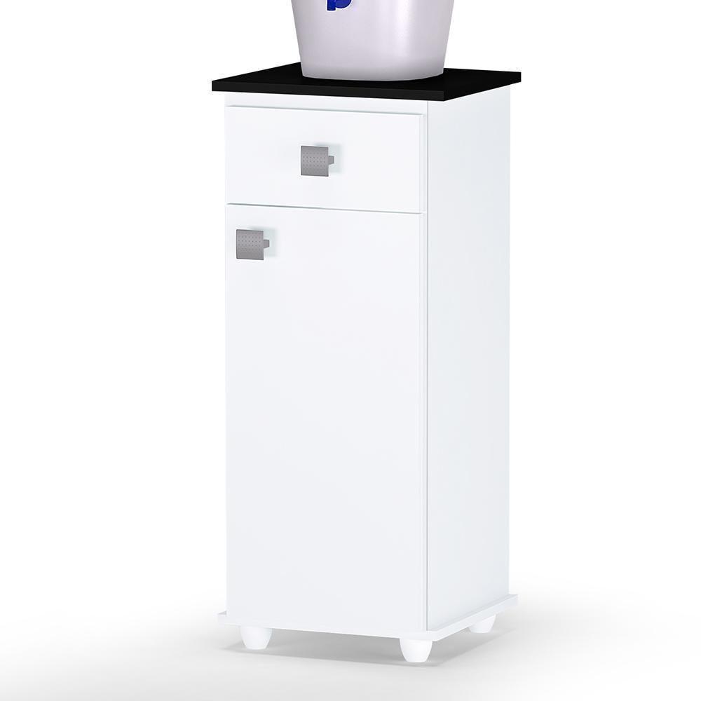 Balcão Cozinha Multiuso Karol Branco-preto - Ajl Móveis Branco-preto - 1