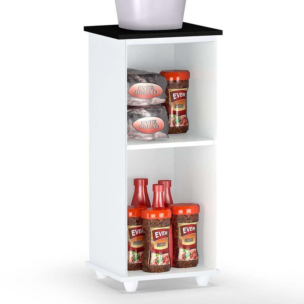 Balcão Cozinha Multiuso Karol Branco-preto - Ajl Móveis Branco-preto - 3