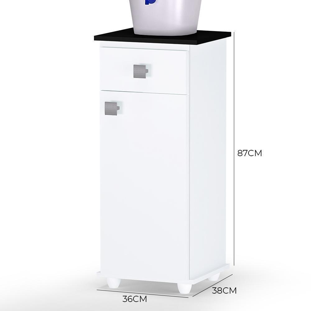 Balcão Cozinha Multiuso Karol Branco-preto - Ajl Móveis Branco-preto - 4