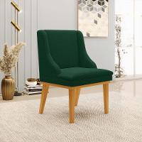 Cadeira Sala De Jantar Base Madeira Castanho Kit 6 Liz Bouclê Verde D03 - D'rossi - 2