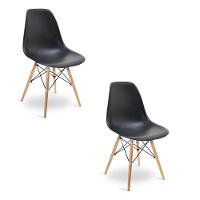 Cadeira Para Sala De Jantar Kit2 Eiffel Eames Preto Base Madeira R02 - D'rossi - 1