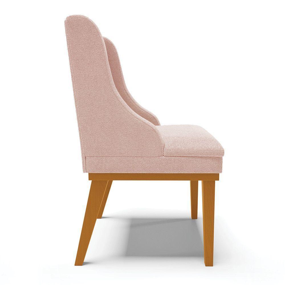 Cadeira Sala De Jantar Base Madeira Castanho Kit 2 Liz Bouclê Rosê D03 - D'rossi - 7