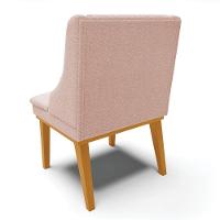 Cadeira Sala De Jantar Base Madeira Castanho Kit 2 Liz Bouclê Rosê D03 - D'rossi - 8