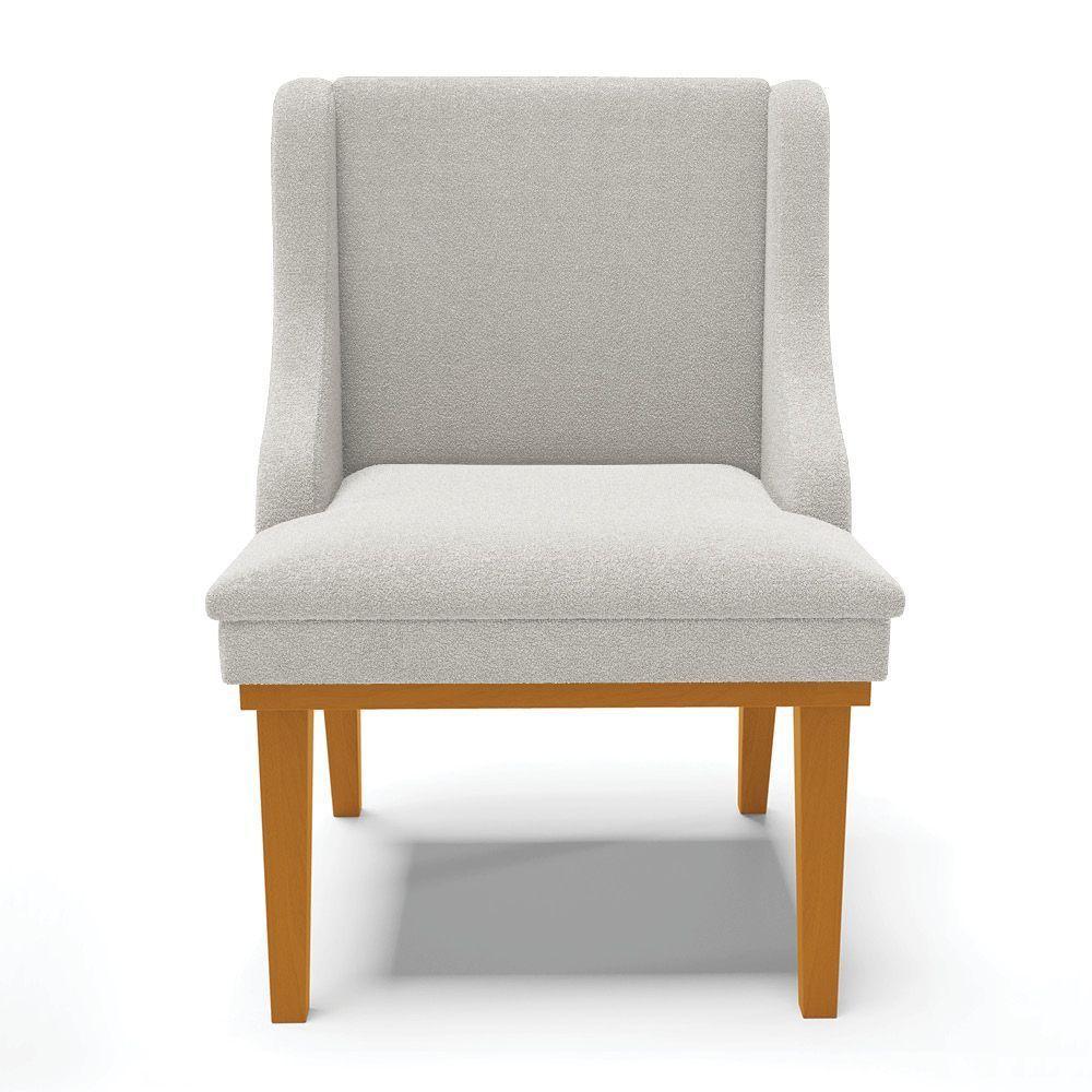 Cadeira Sala De Jantar Base Madeira Castanho Kit 4 Liz Bouclê Cinza D03 - D'rossi - 6