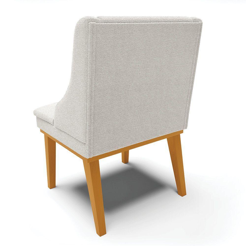 Cadeira Sala De Jantar Base Madeira Castanho Kit 4 Liz Bouclê Cinza D03 - D'rossi - 8