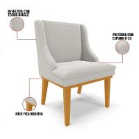 Cadeira Sala De Jantar Base Madeira Castanho Kit 4 Liz Bouclê Cinza D03 - D'rossi - 3