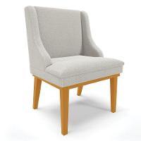 Cadeira Sala De Jantar Base Madeira Castanho Kit 4 Liz Bouclê Cinza D03 - D'rossi - 5