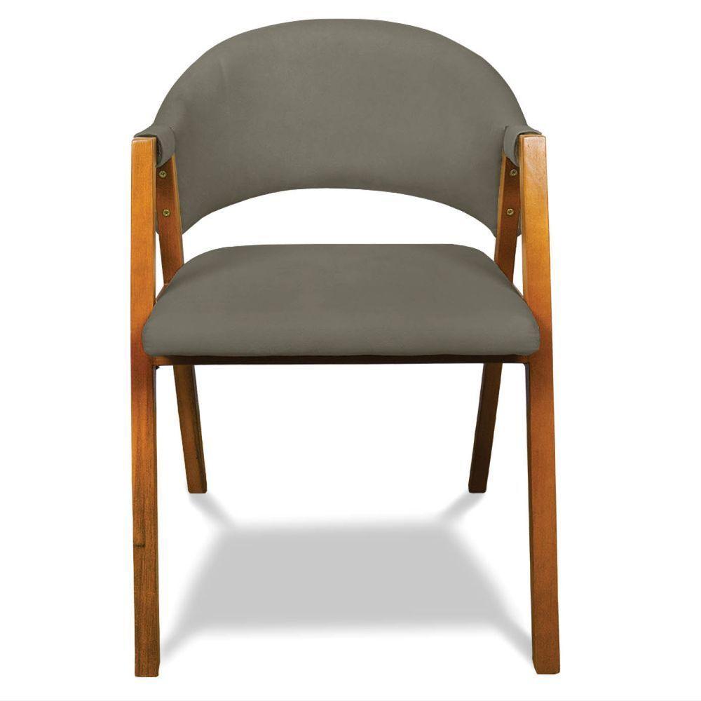 Cadeira Sala De Jantar Em Madeira Kit 2 Yara Suede Grafite D03 - D'rossi - 6