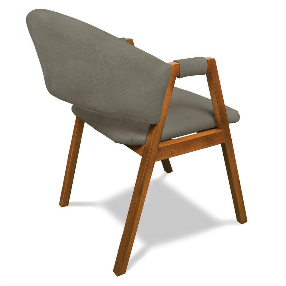 Cadeira Sala De Jantar Em Madeira Kit 2 Yara Suede Grafite D03 - D'rossi - 7