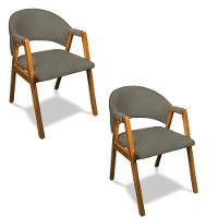 Cadeira Sala De Jantar Em Madeira Kit 2 Yara Suede Grafite D03 - D'rossi - 1