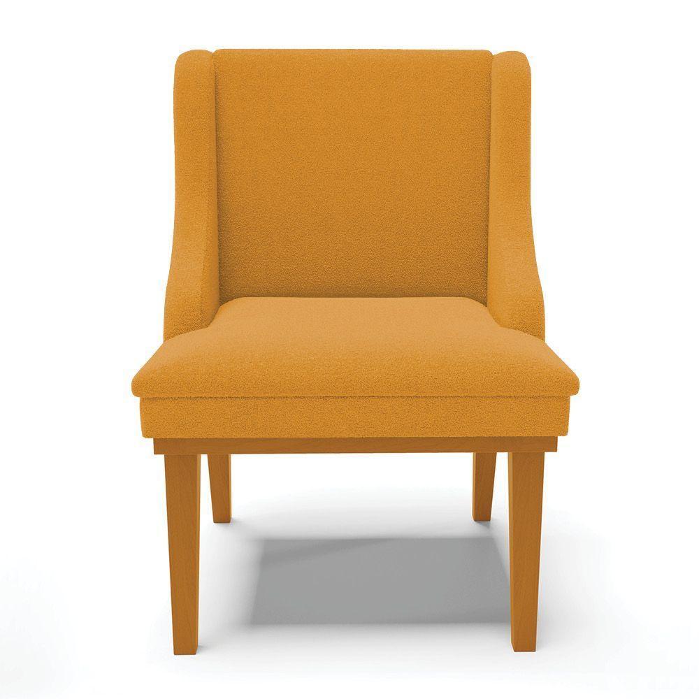 Cadeira Sala De Jantar Base Madeira Castanho Kit 4 Liz Bouclê Mostarda D03 - D'rossi - 6