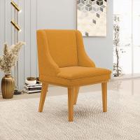 Cadeira Sala De Jantar Base Madeira Castanho Kit 4 Liz Bouclê Mostarda D03 - D'rossi - 2