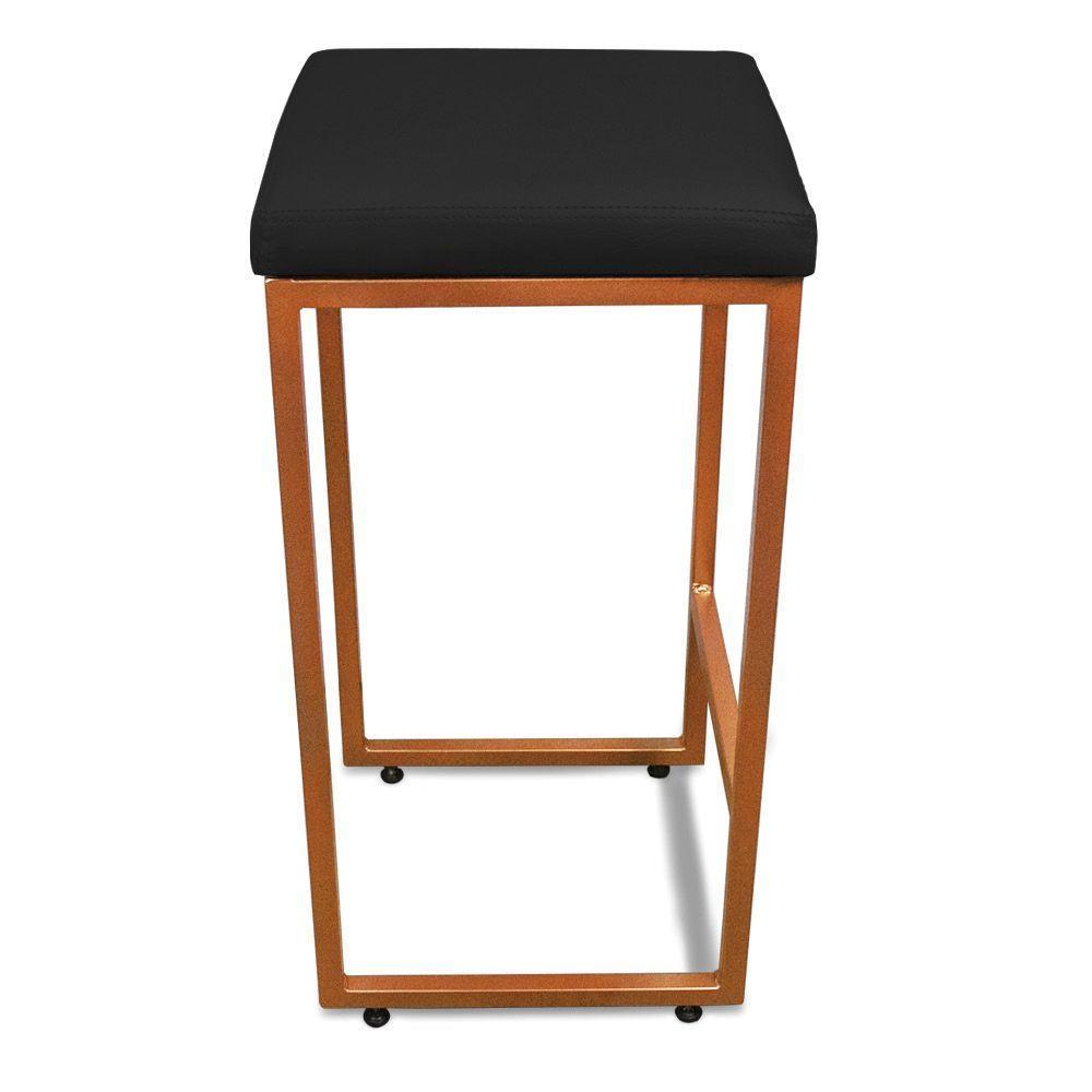 Banqueta Alta Para Cozinha Industrial Kit 3 Nick Bronze E Sintético Preto D03 - D'rossi - 7