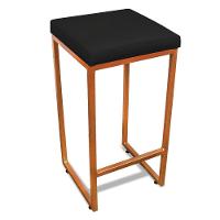 Banqueta Alta Para Cozinha Industrial Kit 3 Nick Bronze E Sintético Preto D03 - D'rossi - 6
