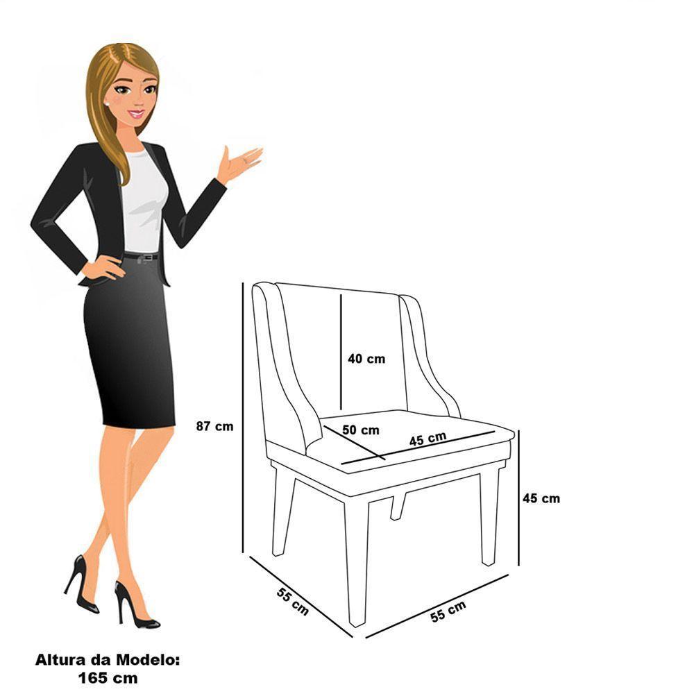 Cadeira Sala De Jantar Base Madeira Castanho Kit 2 Liz Bouclê Azul D03 - D'rossi - 4