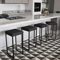 Banqueta Alta Para Cozinha Industrial Nick Preto E Sintético Preto D03 - D'rossi - 2