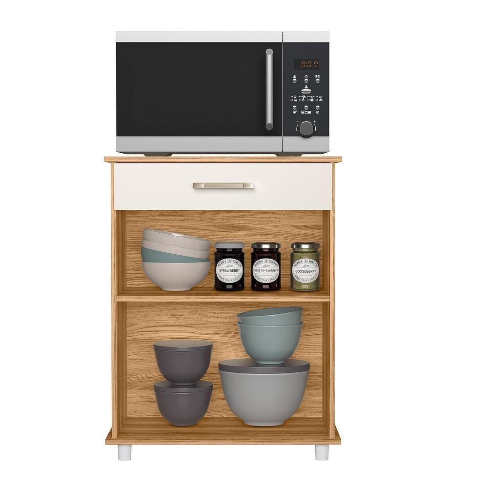 Balcão Multiuso Isis 2 Portas E 1 Gaveta Freijó-off White Cristal - Nicioli Freijó-off White Cristal - 5