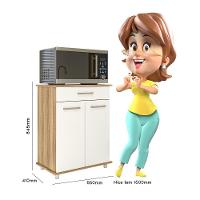 Balcão Multiuso Isis 2 Portas E 1 Gaveta Freijó-off White Cristal - Nicioli Freijó-off White Cristal - 6