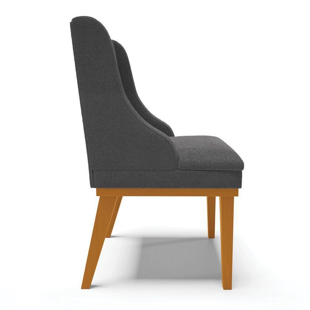 Cadeira Sala De Jantar Base Madeira Castanho Kit 2 Liz Bouclê Grafite D03 - D'rossi - 7