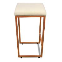 Banqueta Alta Para Cozinha Industrial Kit 3 Nick Bronze E Sintético D03 - D'rossi Cor Branco - 7