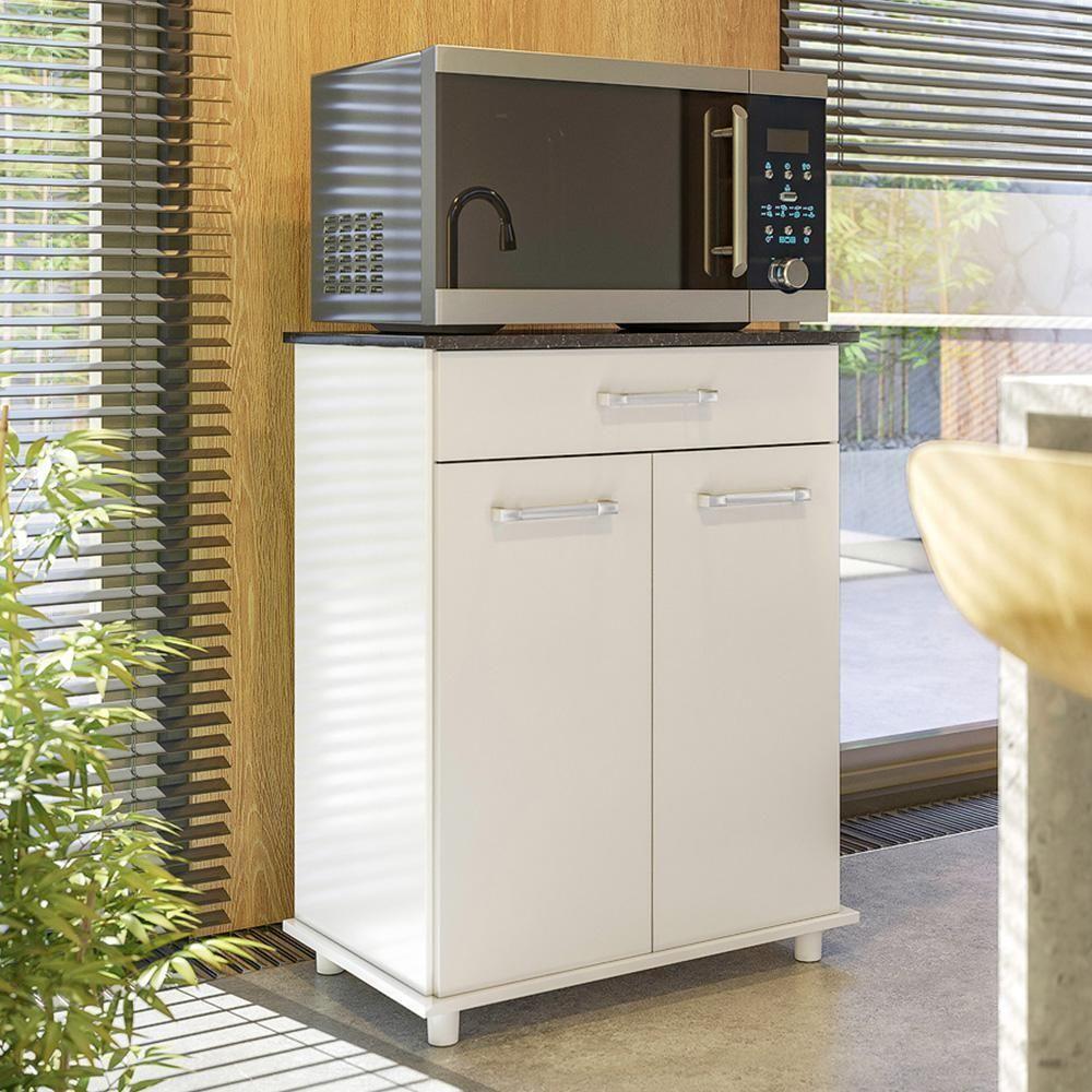 Balcão Multiuso Isis 2 Portas E 1 Gaveta Branco - Nicioli Branco - 2