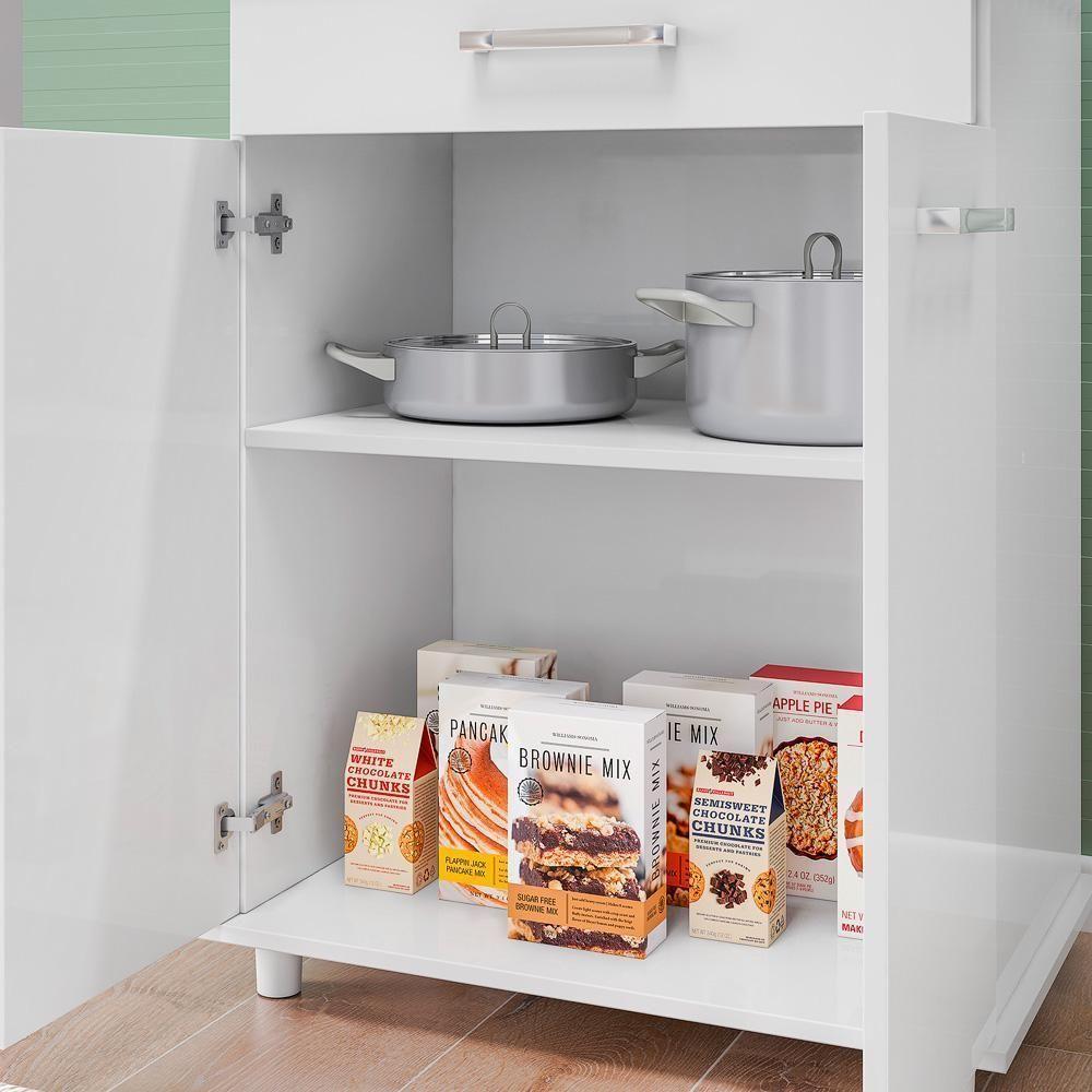 Balcão Multiuso Isis 2 Portas E 1 Gaveta Branco - Nicioli Branco - 4