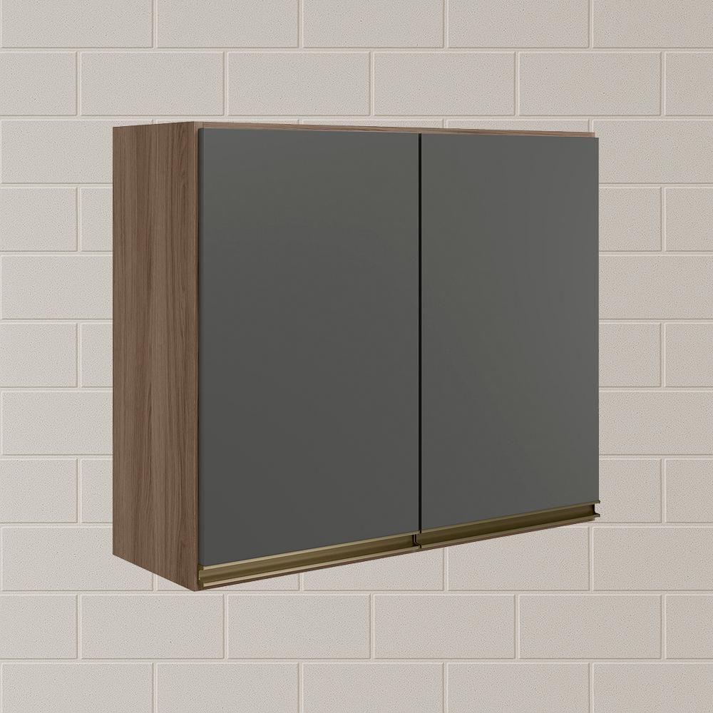 Armario Aereo 2 Portas Mdf 80 Cm Kali 12211 Carvalho Toq Chumbo Nicioli - 6