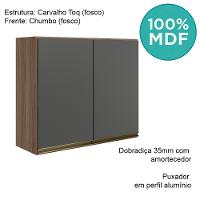 Armario Aereo 2 Portas Mdf 80 Cm Kali 12211 Carvalho Toq Chumbo Nicioli