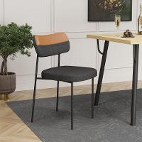 Cadeiras De Jantar Base Ferro Nile Kit 4 Pu Caramelo/linho Grafite A08 - D'rossi - 2