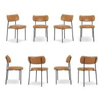 Cadeiras De Jantar Base Ferro Nile Kit 8 Sintético Pu A08 - D'rossi Cor Caramelo - 1