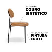 Cadeiras De Jantar Base Ferro Nile Kit 8 Sintético Pu A08 - D'rossi Cor Caramelo - 3