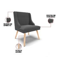 Cadeira Sala De Jantar Pé Palito Natural Kit 4 Liz Bouclê Grafite D03 - D'rossi - 3