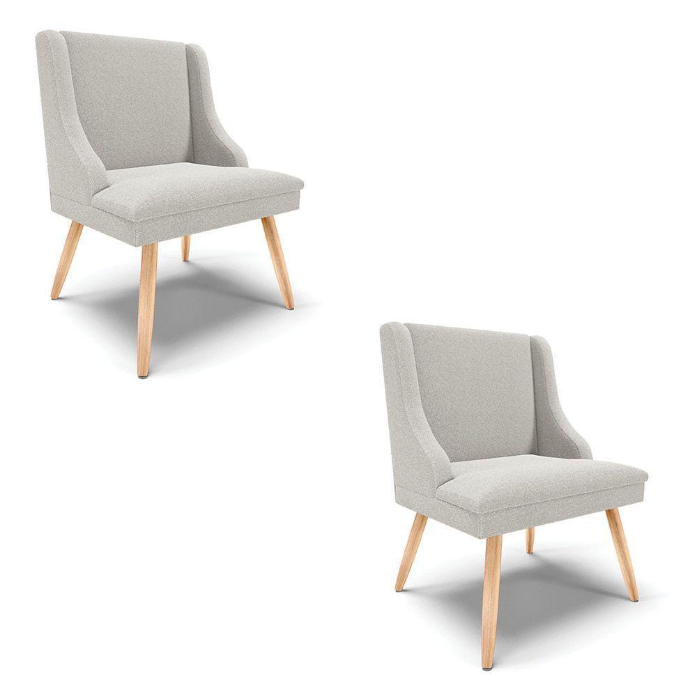 Cadeira Sala De Jantar Pé Palito Natural Kit 2 Liz Bouclê Cinza D03 - D'rossi - 1