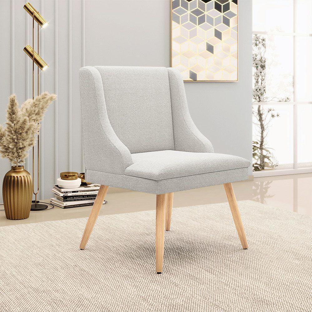 Cadeira Sala De Jantar Pé Palito Natural Kit 2 Liz Bouclê Cinza D03 - D'rossi - 2