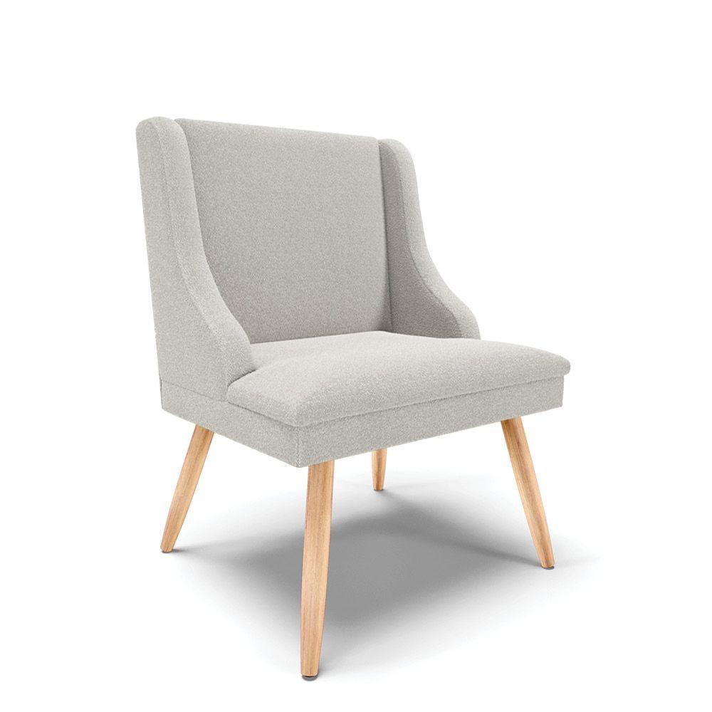 Cadeira Sala De Jantar Pé Palito Natural Kit 4 Liz Bouclê Cinza D03 - D'rossi - 5