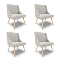 Cadeira Sala De Jantar Pé Palito Natural Kit 4 Liz Bouclê Cinza D03 - D'rossi - 1