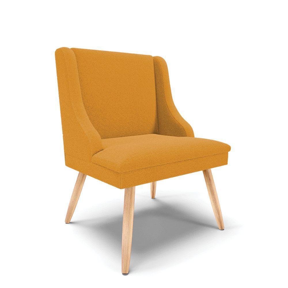 Cadeira Sala De Jantar Pé Palito Natural Kit 2 Liz Bouclê Mostarda D03 - D'rossi - 5